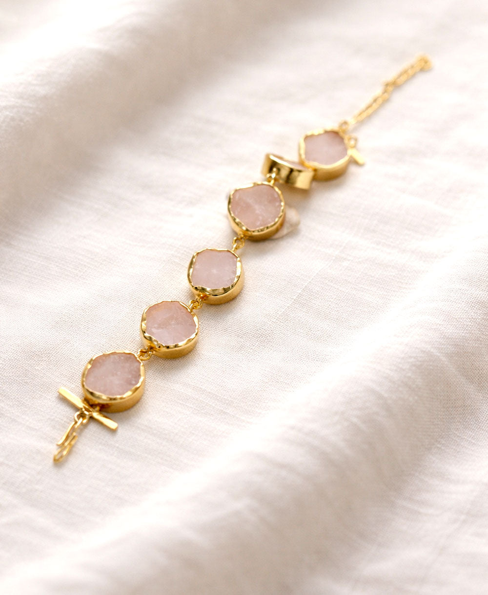 Rose Quartz 18K Gold Plated Bracelet