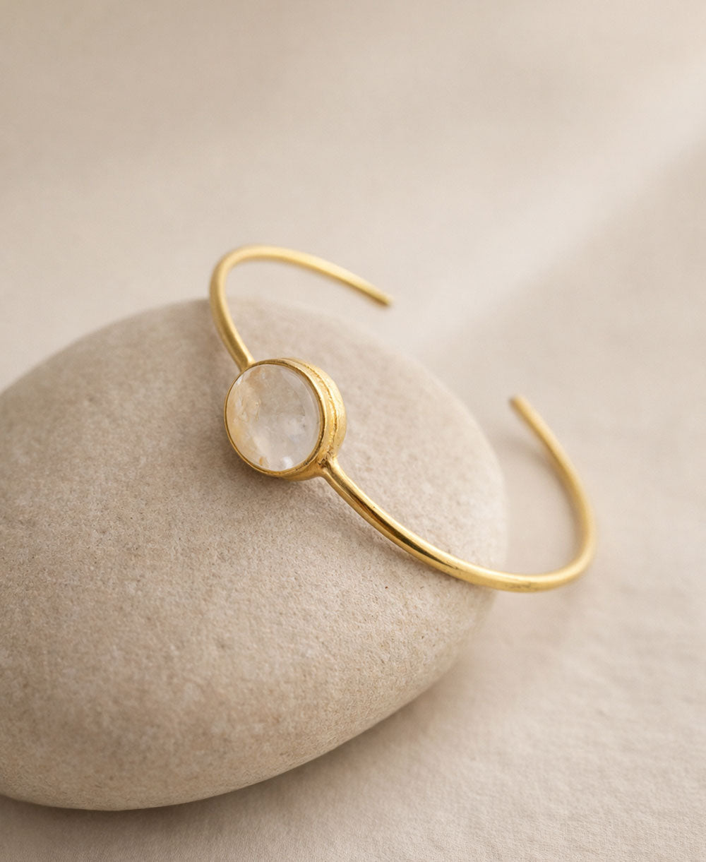 Moonstone Gold Cuff Bracelet