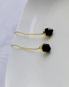 18K gold-plated Black Tourmaline drop earrings