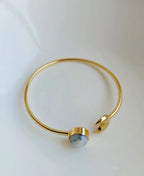 18K gold-plated celestial ring with natural Howlite stone