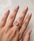 Rose Quartz Twisted Band Gold Ring