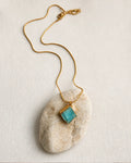 Aqua Muse 18K gold plated natural stone pendant necklace