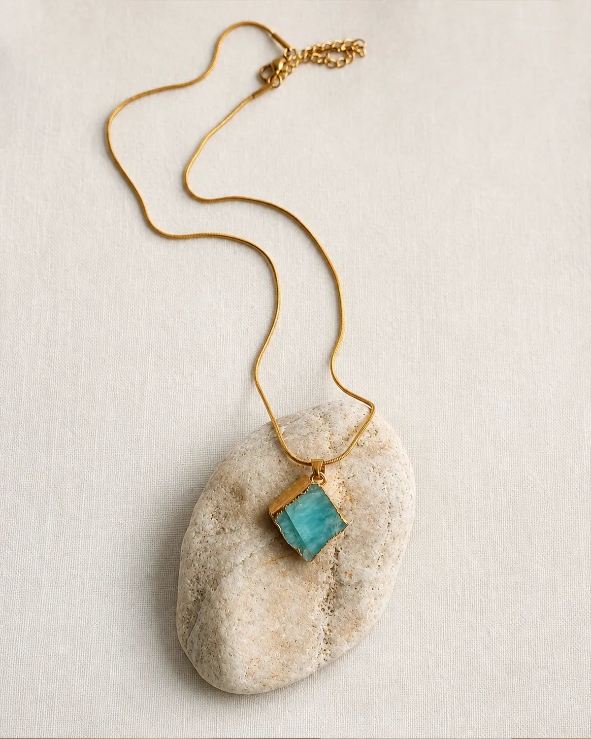 Aqua Muse 18K gold plated natural stone pendant necklace