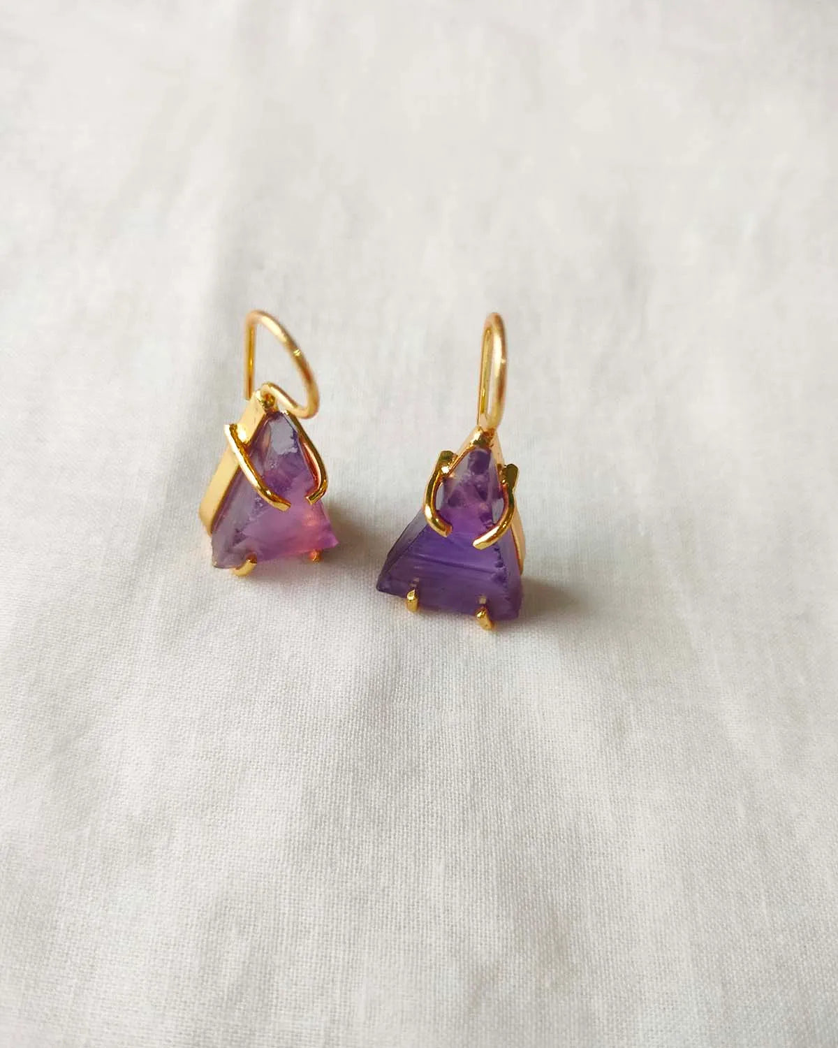 Amethyst Muse 18K gold plated earrings with natural purple gemstones