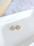 Rose Quartz Round Stud Earrings – Gold Plated
