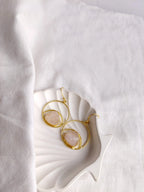 Rose Quartz Golden Orbit Drop Earrings