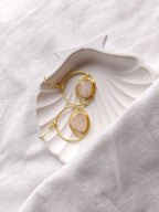 Rose Quartz Golden Orbit Drop Earrings