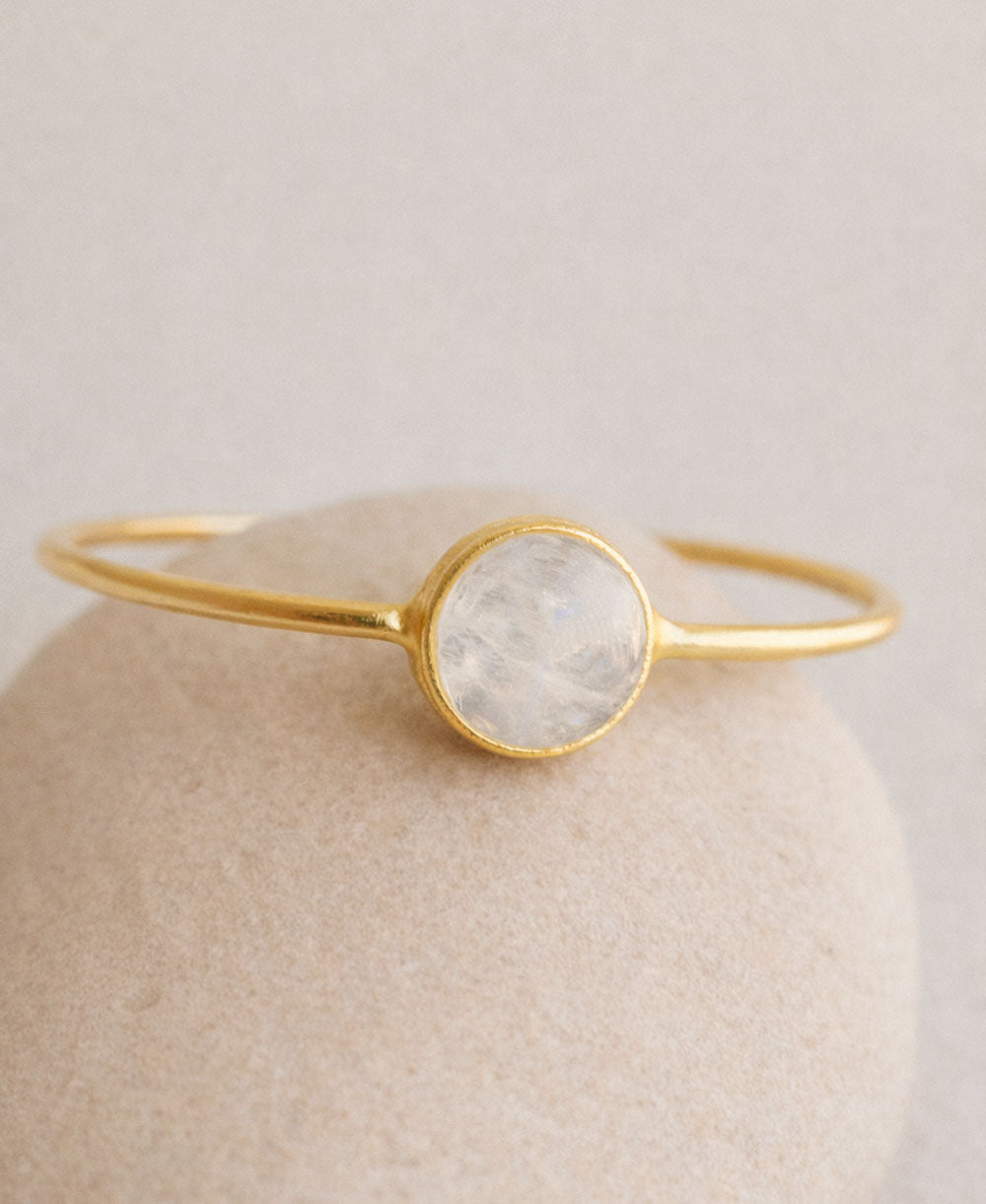 Moonstone Gold Cuff Bracelet