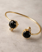 Black Onyx Open Cuff Bracelet with Crystal Accents