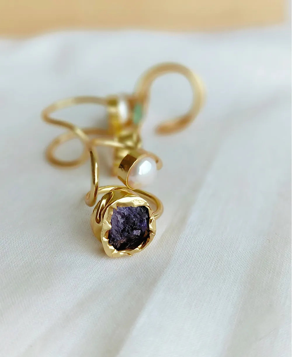Raw Amethyst & Freshwater Pearl