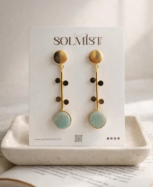 Aqua Coin Amazonite 18K Gold Plated Earrings