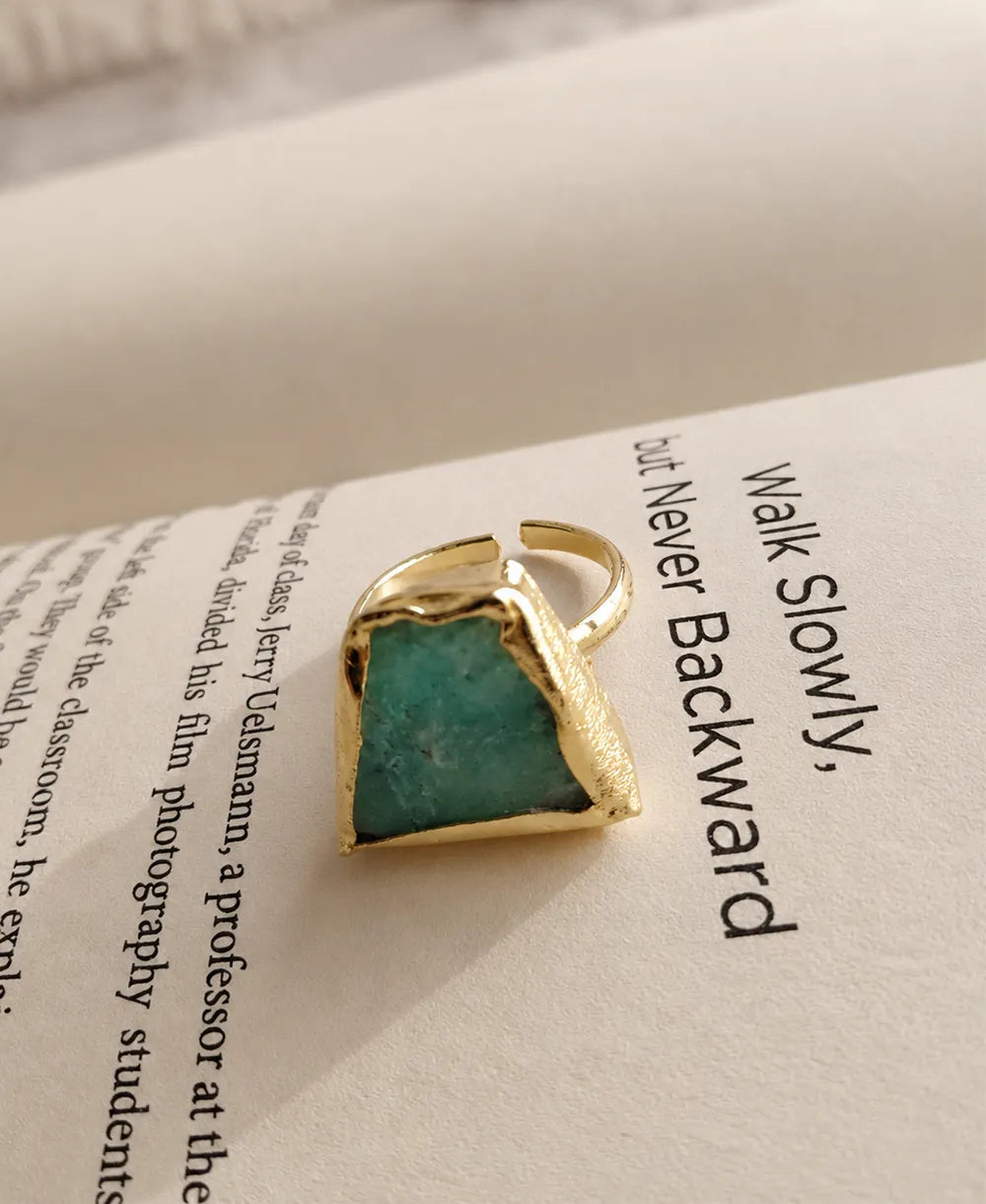Aqua Muse Amazonite Gold Ring
