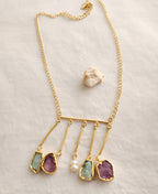 Raw Multi-Stone Bar Fringe Necklace