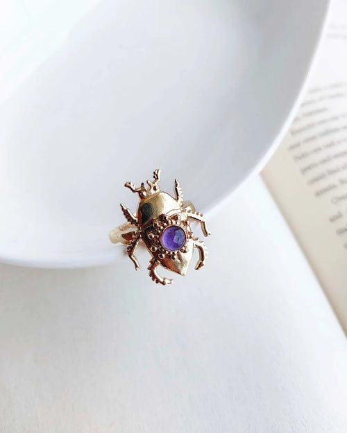 Amethyst Scarab Muse Ring