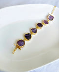 Amethyst Multi Stone Link Gold Bracelet