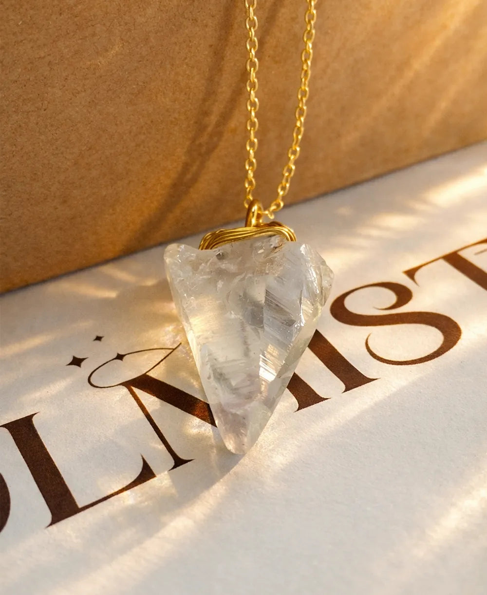 Clear Quartz Statement Pendant Necklace