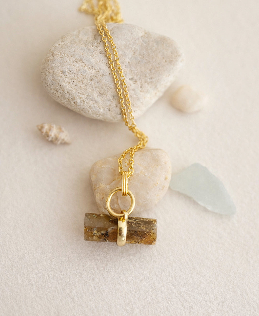 Labradorite Cylinder Pendant Necklace