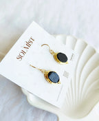 Black Tourmaline Shield Drop Earrings
