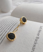 Raw Black Tourmaline Gold-Plated Drop Earrings