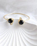 Black Onyx Open Cuff Bracelet with Crystal Accents