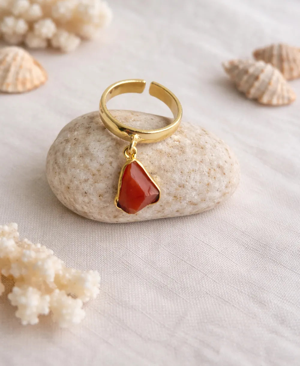 Sunfire Raw Carnelian Adjustable Ring