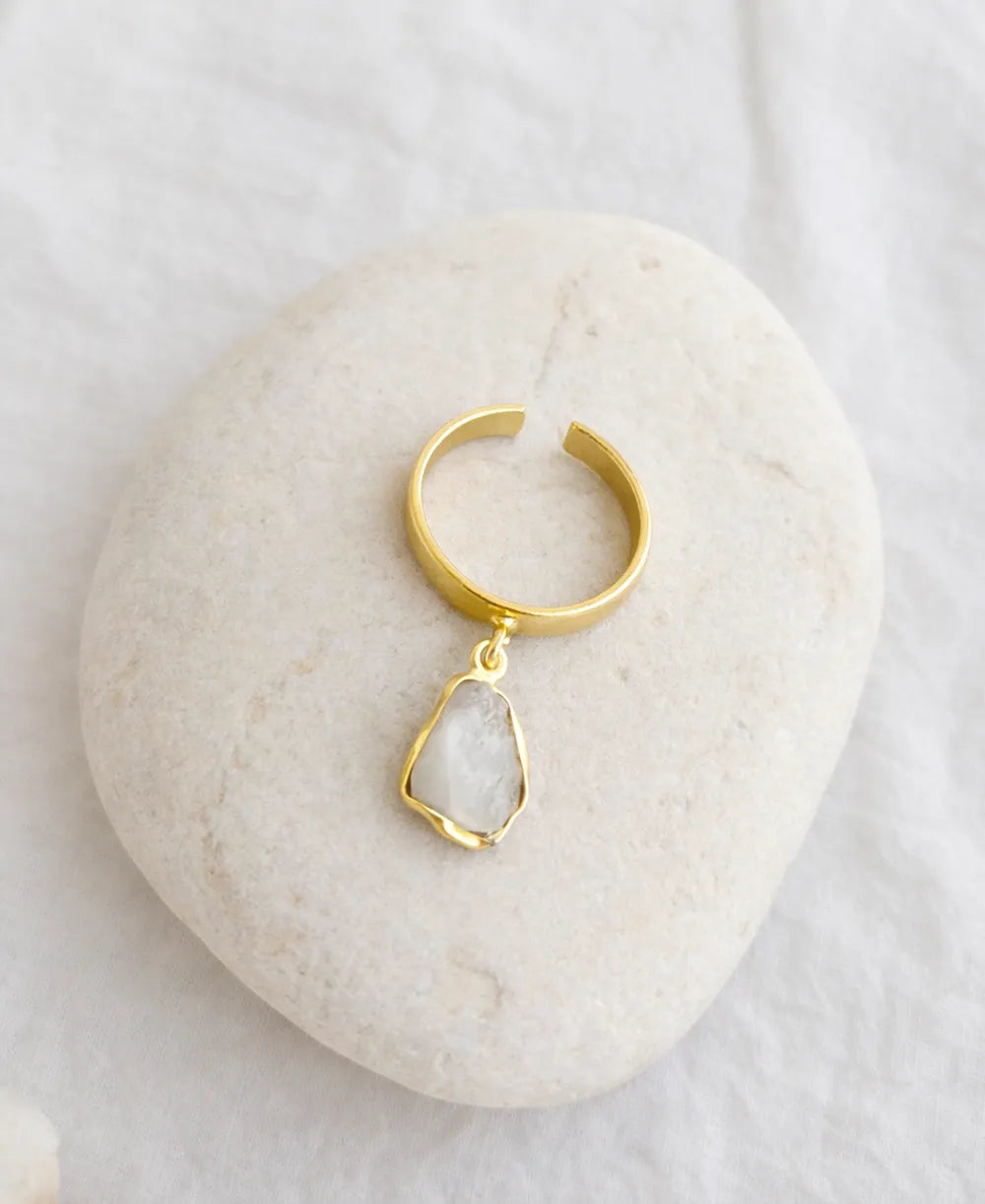 Luna Glow Raw Moonstone Adjustable Ring