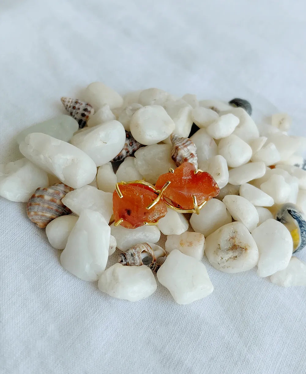 Boho Orange Carnelian Gemstone Earrings