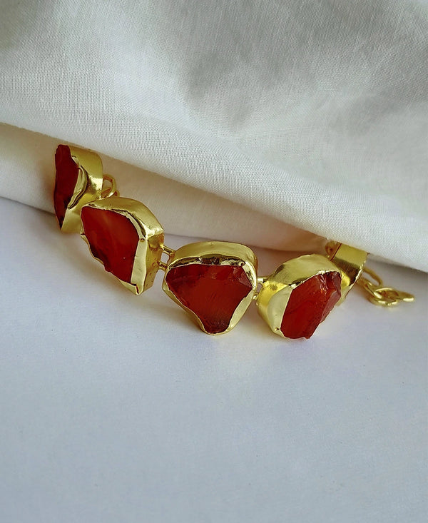 Carnelian Gemstone Gold Bracelet