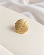 Split oval 18K gold plated textured statement ring - view 3