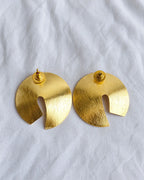 Back view of statement earrings with stud posts