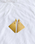 Brushed Gold Geometric Triangle Drop Earrings