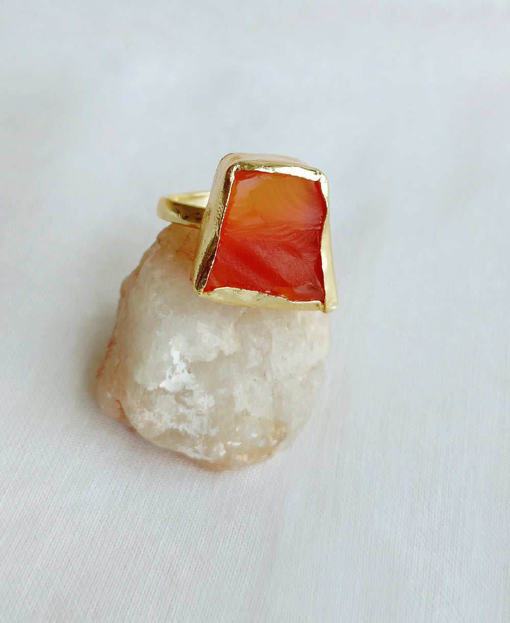 Carnelian Ember 18K Adjustable Ring