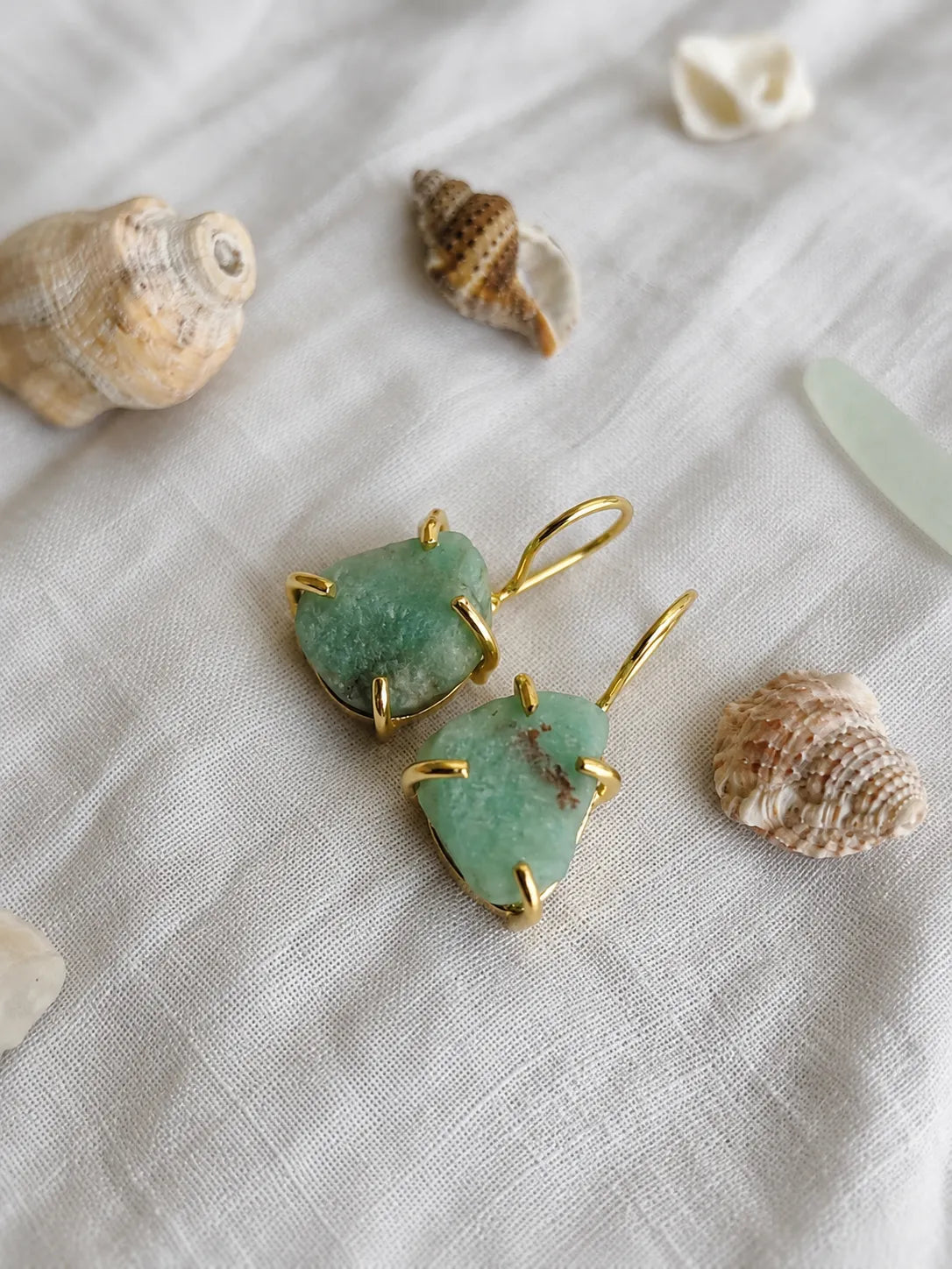 Sea Breeze Amazonite Gold Drop Earrings