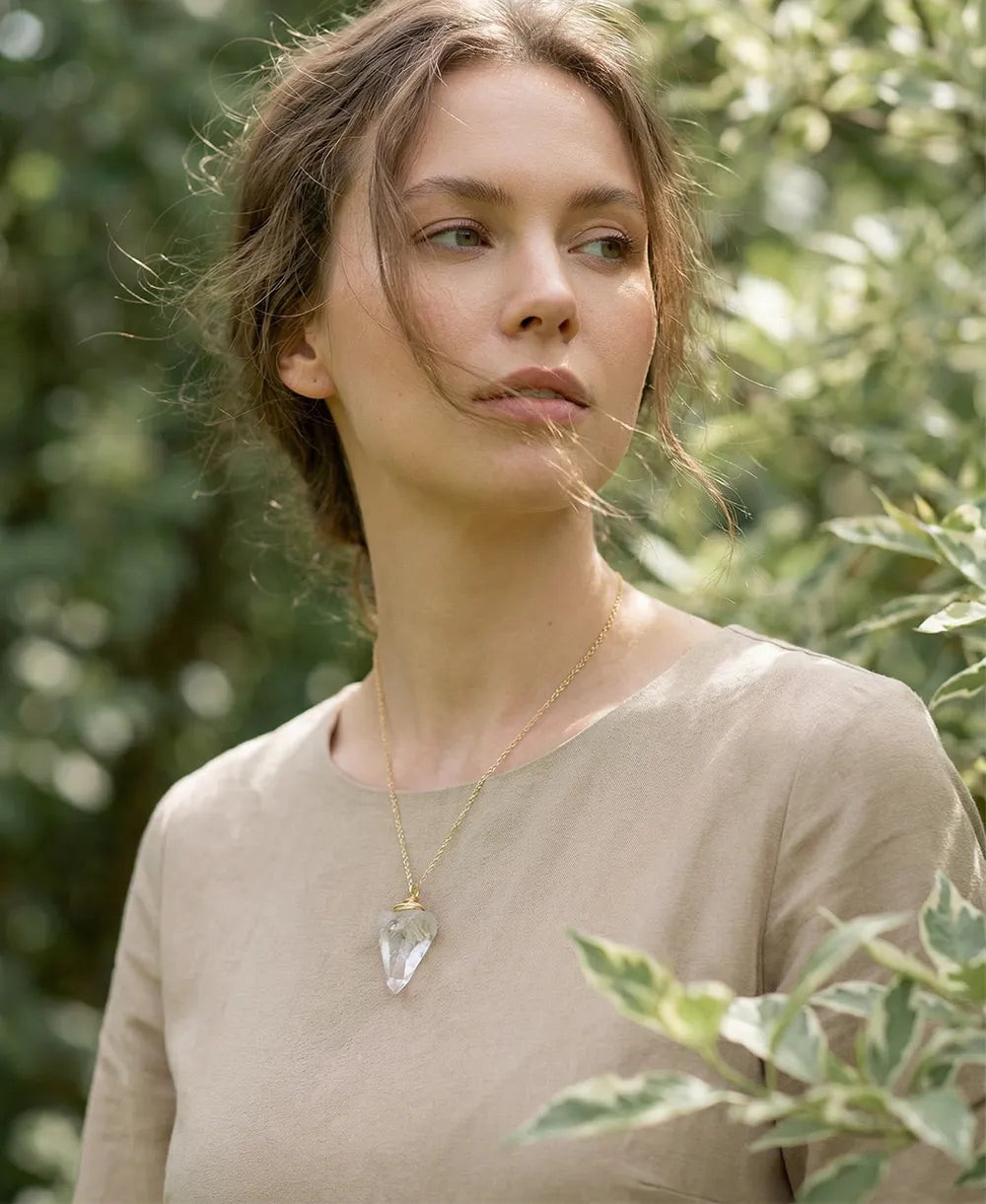 Clear Quartz Statement Pendant Necklace