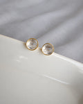 Clear Quartz Gold Stud Earrings