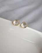 Clear Quartz Gold Stud Earrings