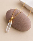 Minimal Clear Quartz Crystal Pendant Necklace