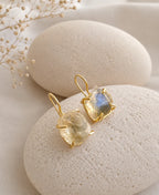 Crystal Dew Clear Quartz Gold Earrings