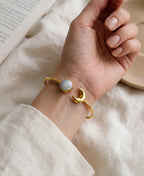 Howlite Moon Open Bangle