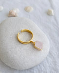 Raw Rose Quartz Charm Adjustable Gold Ring