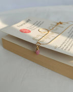 Pink Tourmaline Love Drop Gold Necklace