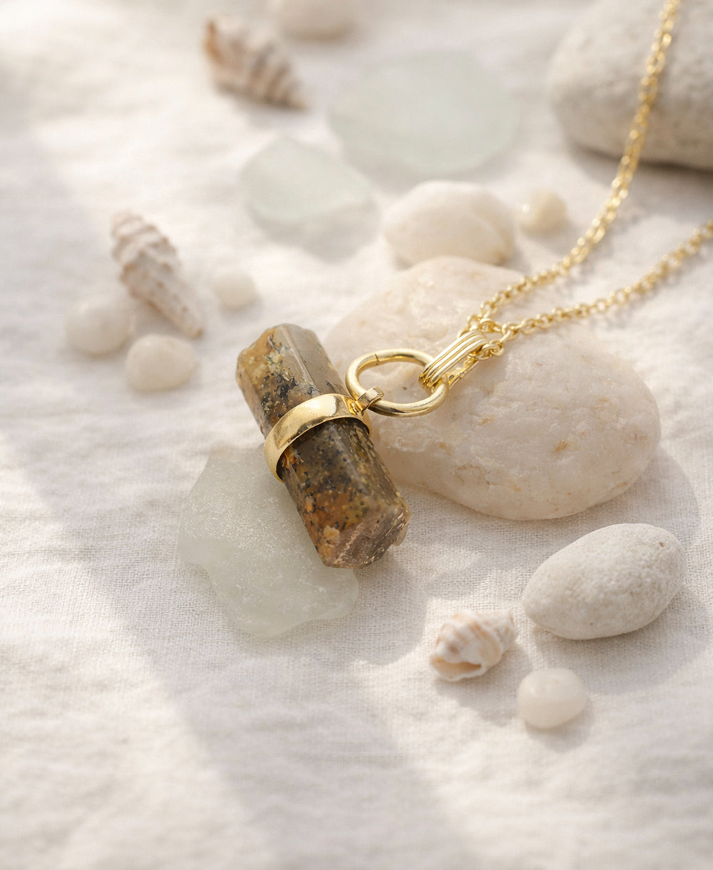 Labradorite Cylinder Pendant Necklace