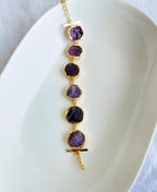 Amethyst Multi Stone Link Gold Bracelet
