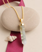 Elegant Green Fluorite Pencil Pendant Necklace