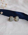 Minimal Grey Druzy Quartz Earrings