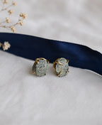 Minimal Grey Druzy Quartz Earrings