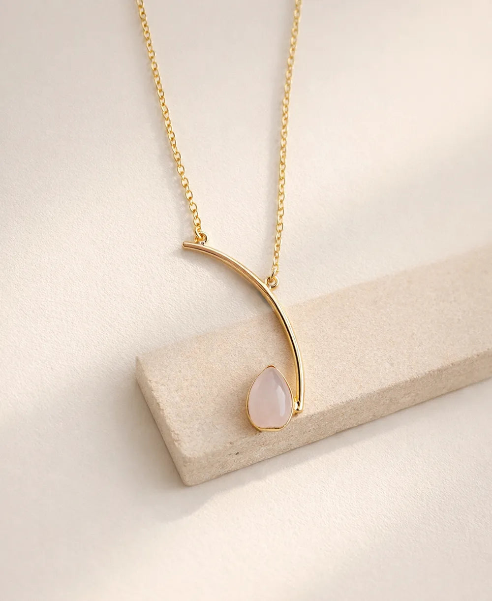 Love Curve Rose Quartz Necklace