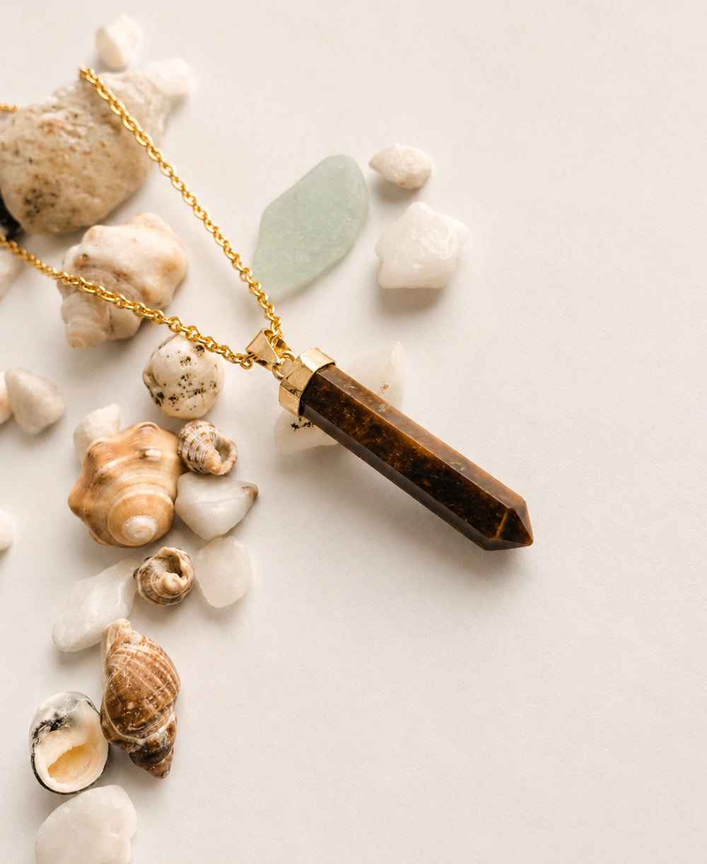 Tiger Eye Horizon Gold Necklace