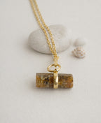 Labradorite Cylinder Pendant Necklace