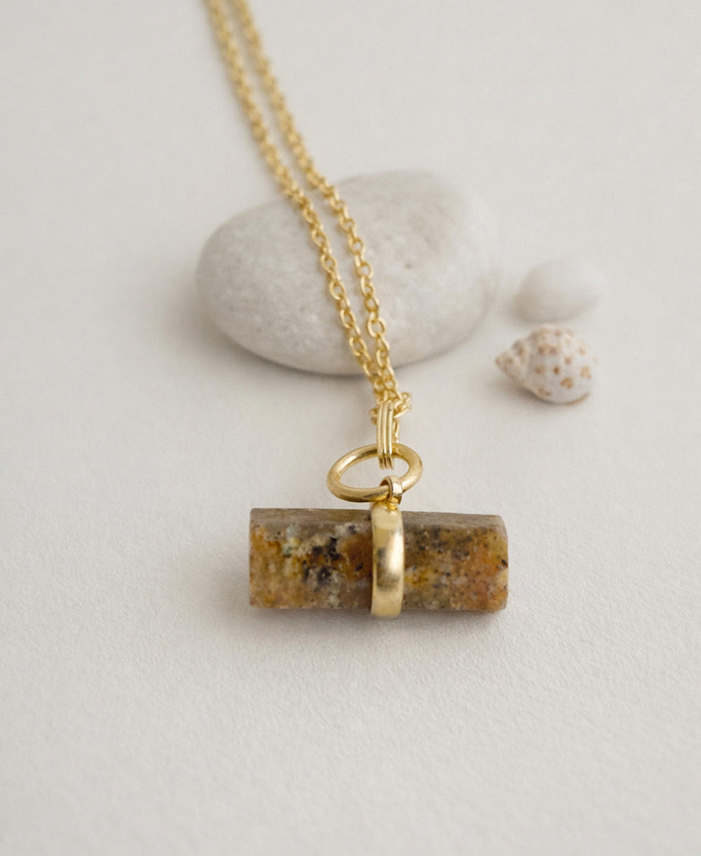 Labradorite Cylinder Pendant Necklace